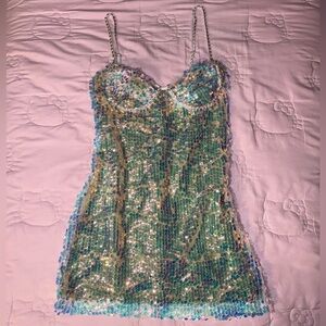 FASHION NOVA| Mermaid Kisses Sequin Mini Dress - Champagne